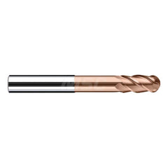 Ball End Mill: 2.5984″ Dia, 0.3937″ LOC, 4 Flute, Solid Carbide 66 mm OAL, 6 mm Shank Dia, 40 ° Helix, Duro-Si Coated, Single End, Series Sphero-X