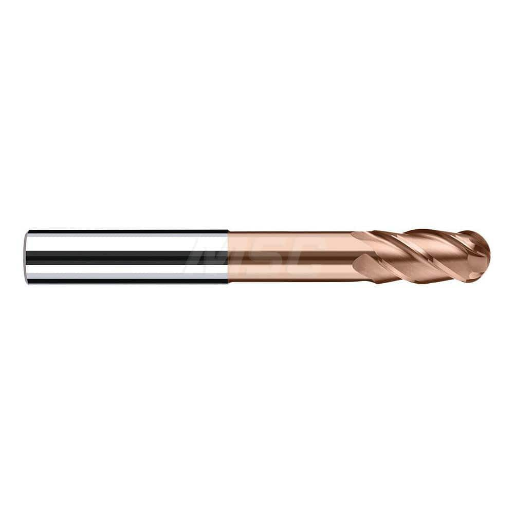 Ball End Mill: 2.7165″ Dia, 0.4724″ LOC, 4 Flute, Solid Carbide 69 mm OAL, 6 mm Shank Dia, 40 ° Helix, Duro-Si Coated, Single End, Series Sphero-X