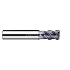 Square End Mill: 1/2'' Dia, 3/4'' LOC, 1/2'' Shank Dia, 3-1/4'' OAL, 4 Flutes, Solid Carbide Single End, Polychrom Finish, Spiral Flute, 45 ™ Variable Helix, Centercutting, RH Cut, RH Flute, Series E-Cut