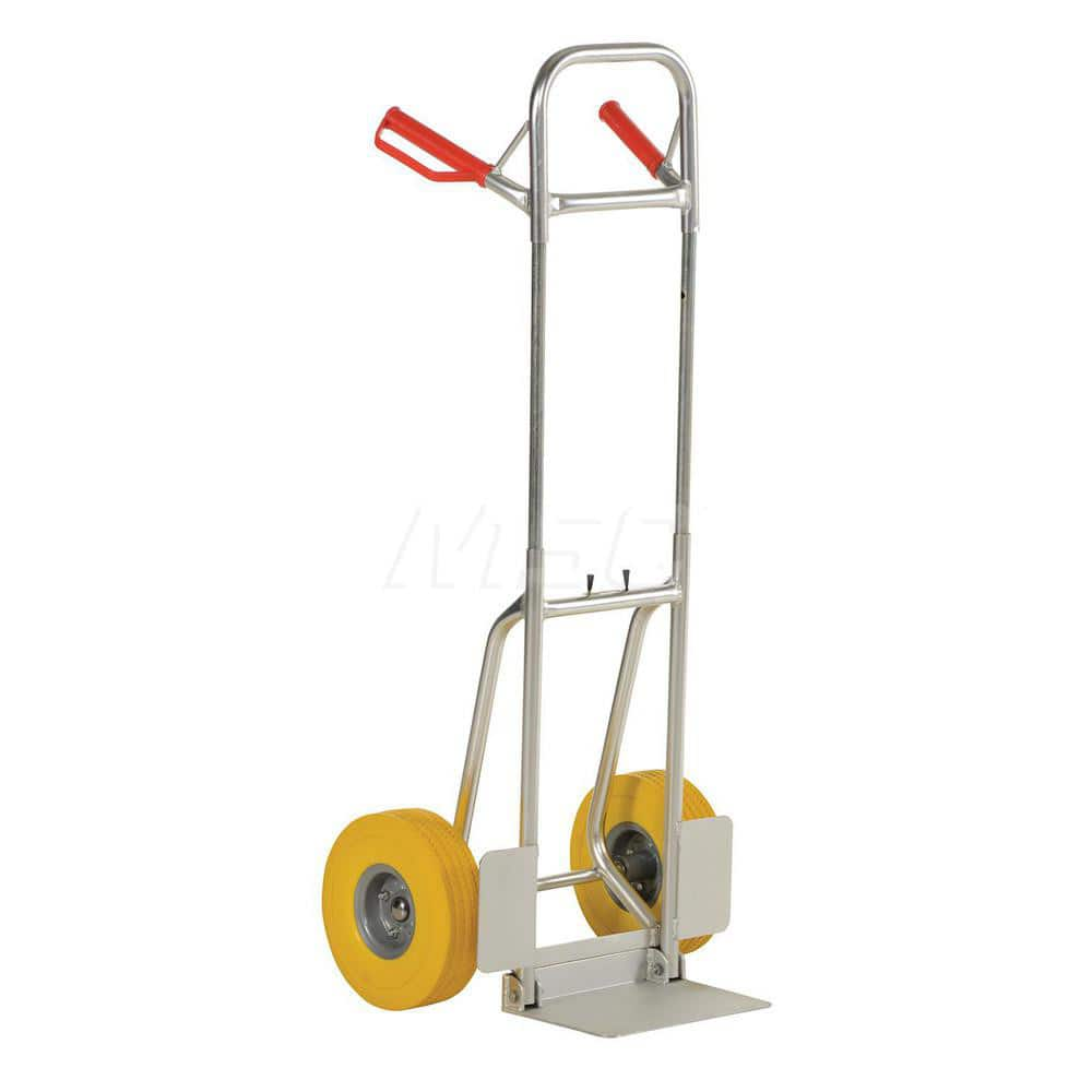 Aluminum Hand Truck: 250 lb Capacity, 19-7/8″ Wide, 18-3/8″ Deep, 48-3/8″ High 10″ Flat-Free & Urethane Wheels