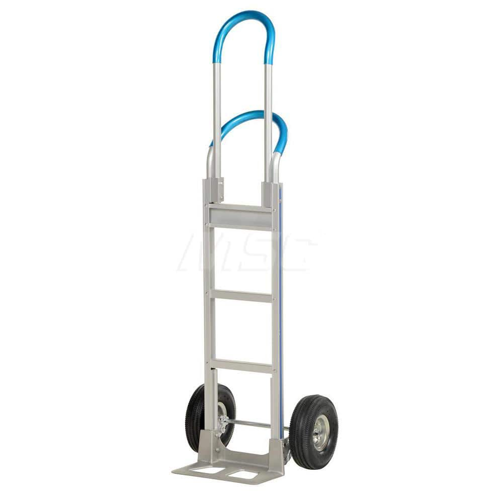 Aluminum Hand Truck: 500 lb Capacity, 20″ Wide, 18-1/2″ Deep, 62-13/16″ High 10″ Pneumatic Wheels