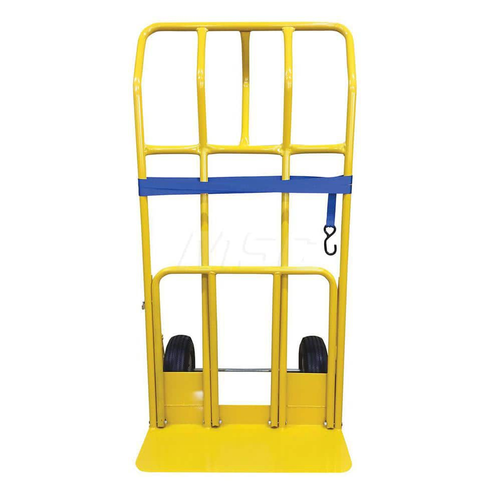 Steel Hand Truck: 600 lb Capacity, 26″ Wide, 22″ Deep, 52″ High 10″ Pneumatic Wheels