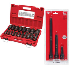 Socket Set: 1/2″ Drive 3/8 to 1-1/2″ Socket, 6 Point