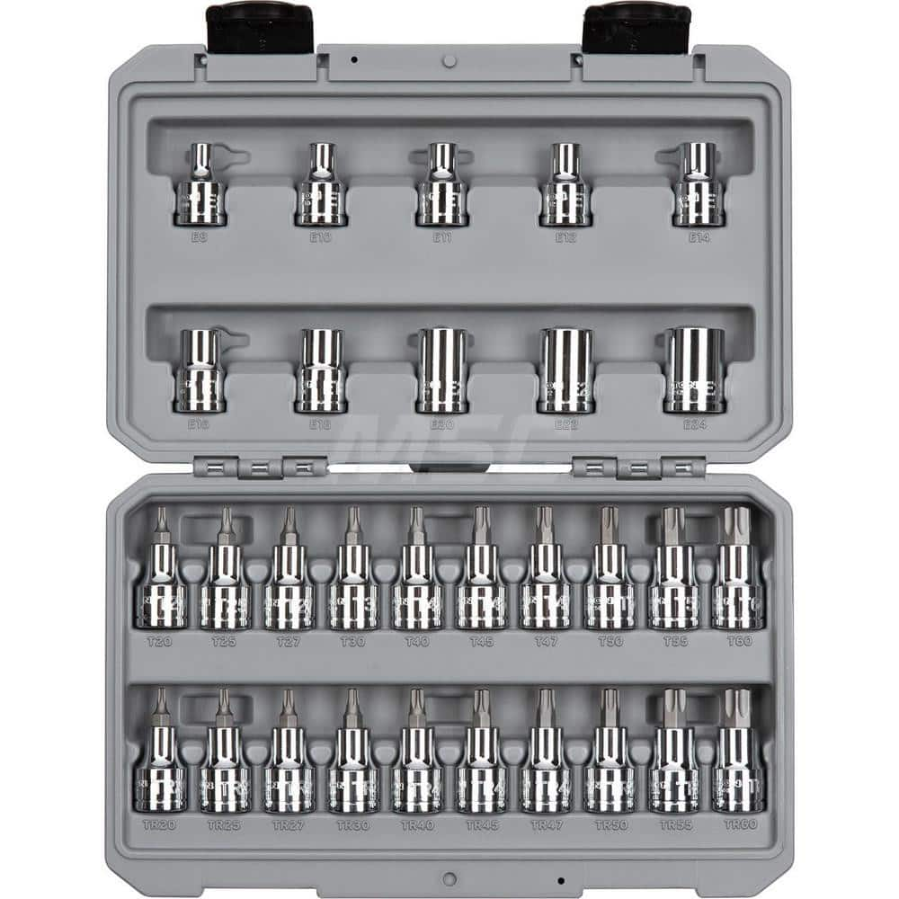 Torx Bit Socket Set: 30 Pc, 1/2″ Drive