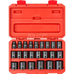 Socket Set: 1/2″ Drive 10 to 32 mm Socket, 6 Point