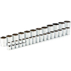 Socket Set: 1/2″ Drive 10 to 38 mm Socket, 12 Point