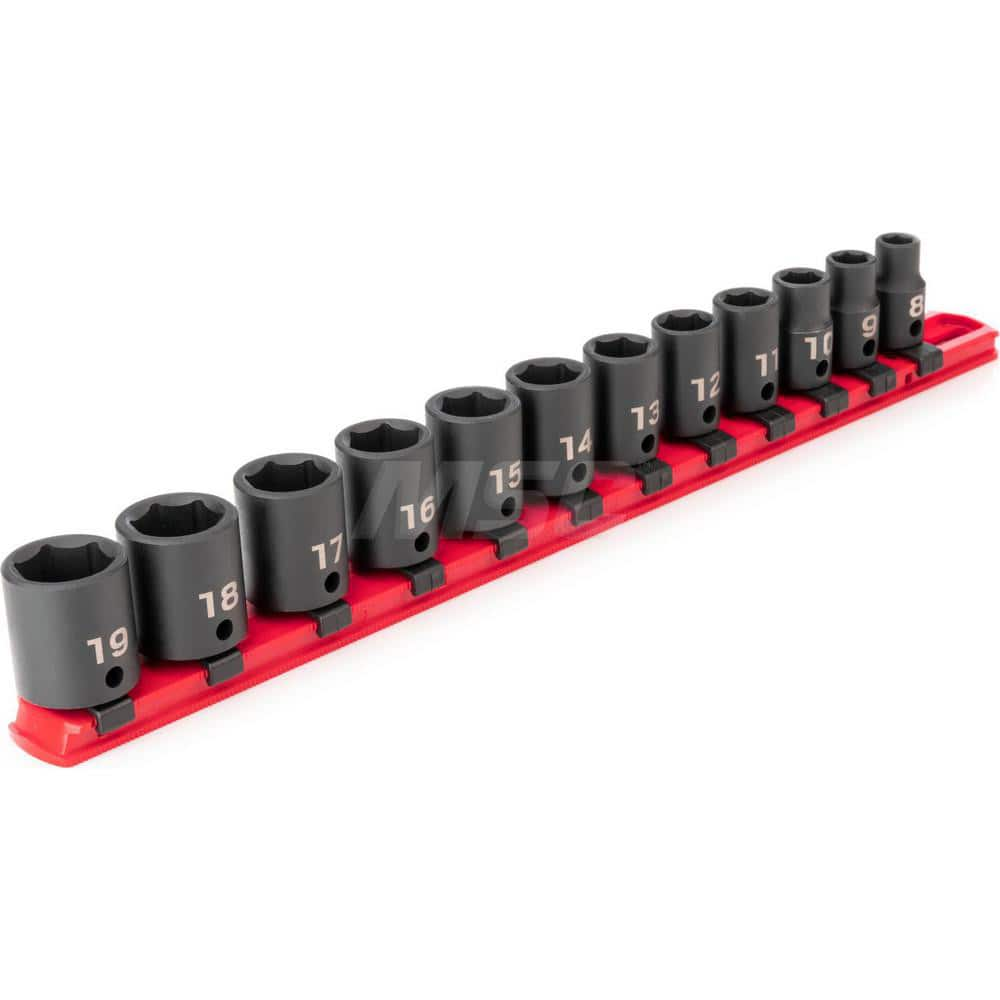 Socket Set: 3/8″ Drive 8 to 19 mm Socket, 6 Point