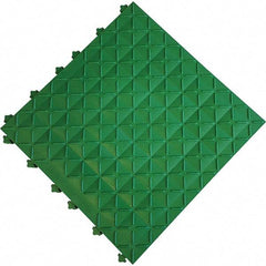 Ergo Advantage - 18" Long x 18" Wide x 1" Thick, Anti-Fatigue Modular Matting Anti-Fatigue Flooring - 2 Interlocking Sides, Green, For Dry Areas - Makers Industrial Supply