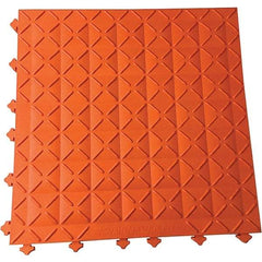 Ergo Advantage - 18" Long x 18" Wide x 1" Thick, Anti-Fatigue Modular Matting Anti-Fatigue Flooring - 2 Interlocking Sides, Orange, For Dry Areas - Makers Industrial Supply