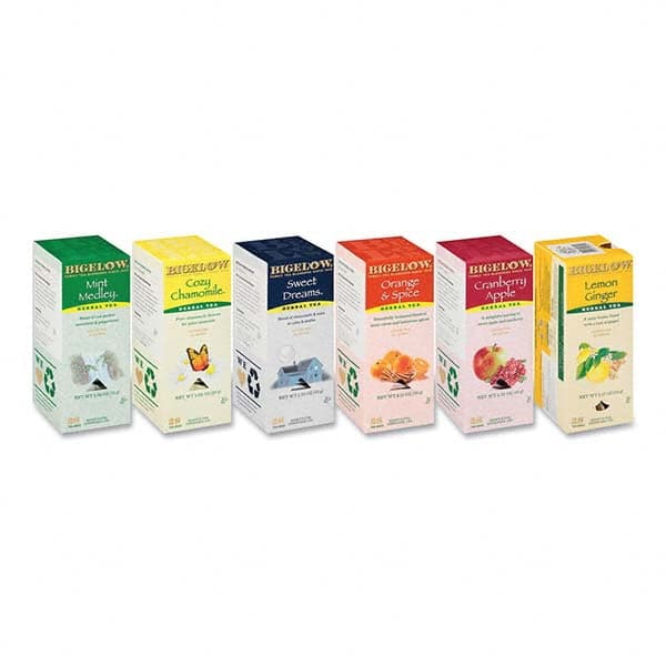 Bigelow - Coffee, Tea & Accessories Breakroom Accessory Type: Tea Bags Breakroom Accessory Description: Assorted Tea Packs, Six Flavors, 28/Box, 168/Carton - Makers Industrial Supply