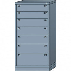 Lyon - 7 Drawer, Standard Eye-Level - Multiple Drawer Access Cabinet - Steel, 30" Wide x 28-1/4" Deep x 59-1/4" High, Dove Gray - Makers Industrial Supply