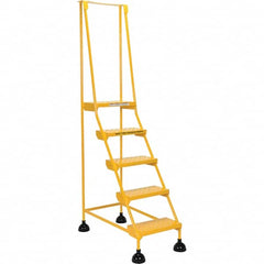 5-Step Ladder: Steel, Type IA Commercial Spring Loaded Ladder, 21-1/8″ Base Width x 47-11/16″ Base Depth, Perforated Tread