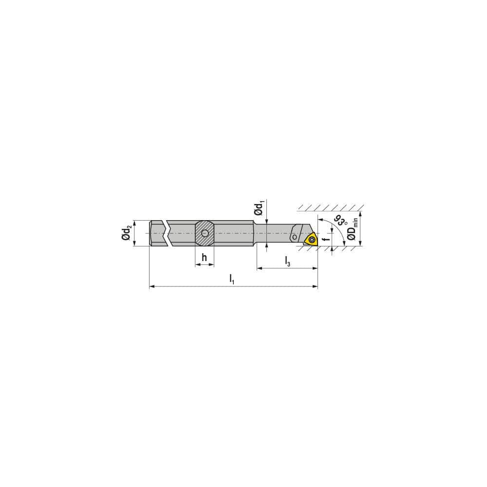 Indexable Boring Bar:  A0508H SWUCL 02,  5.80 mm Min Bore,  8.00 mm Shank Dia,  93.00&deg N/A Steel 100.0000″ OAL,  Screw Clamping,