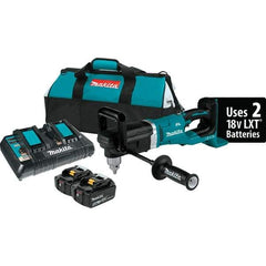 Makita - 36 Volt 1/2" Chuck Right Angle Handle Cordless Drill - 0-1400 RPM, Reversible, 2 Lithium-Ion Batteries Included - Makers Industrial Supply