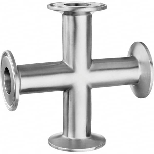 Value Collection - Sanitary Stainless Steel Pipe Fittings Type: Cross Style: Quick-Clamp - Makers Industrial Supply