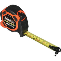 Lufkin - 16' x 3/4" Yellow Steel Blade Tape Measure - 1/8" Graduation, Inch/Metric Graduation Style, Orange/Black ABS Plastic Case - Makers Industrial Supply