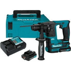 Makita - 12 Volt 5/8" Keyless Chuck Cordless Rotary Hammer - 0 to 4,800 BPM, 0 to 680 RPM, Reversible - Makers Industrial Supply