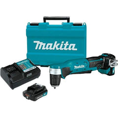 Makita - 12 Volt 3/8" Chuck Right Angle Handle Cordless Drill - 0-1100 RPM, Keyless Chuck, Reversible, 2 Lithium-Ion Batteries Included - Makers Industrial Supply