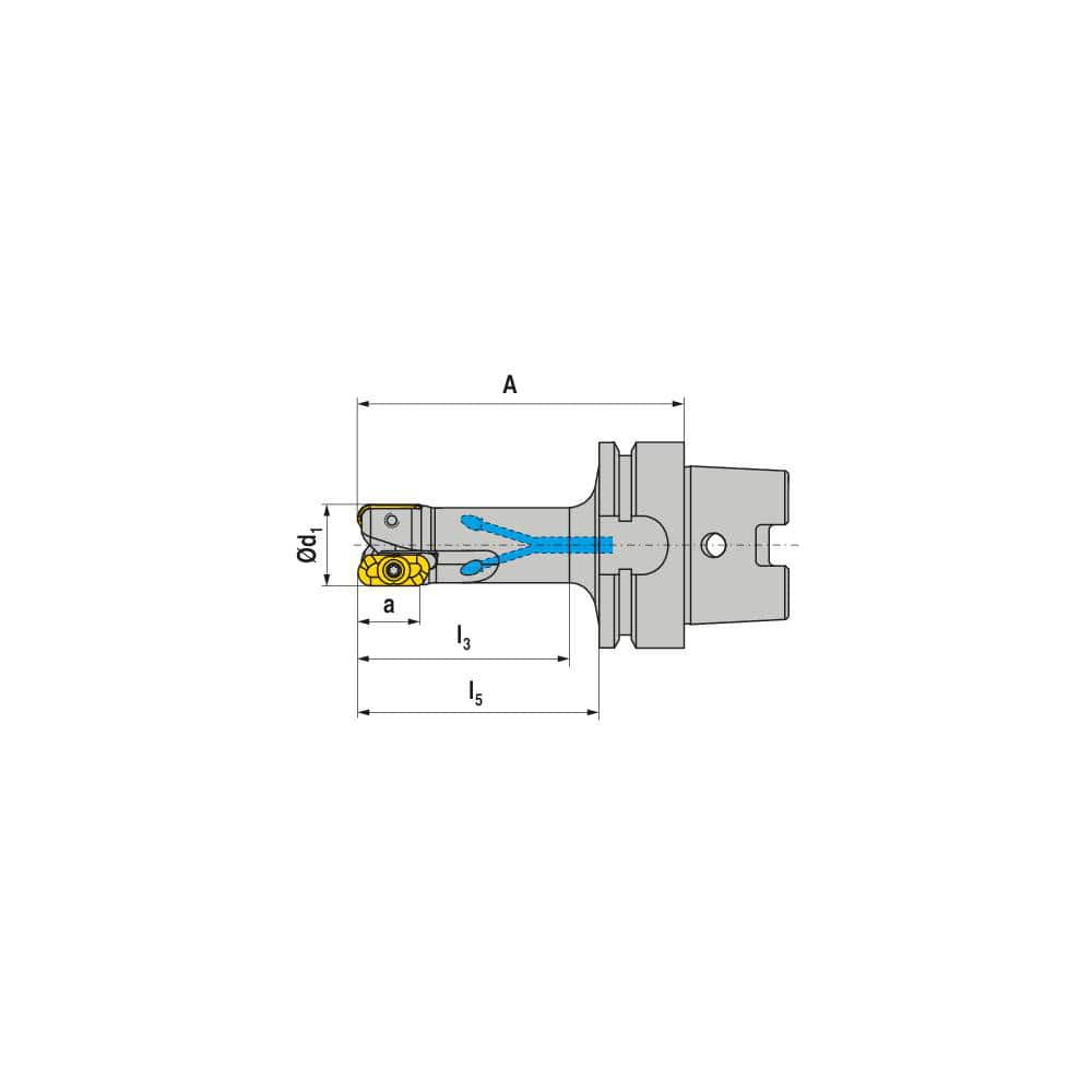 Indexable Square-Shoulder End Mill:  MHPC.25.R.0219H63A100,  Taper Shank Uses  2,  Normal Pressure,  140.00 mm OAL