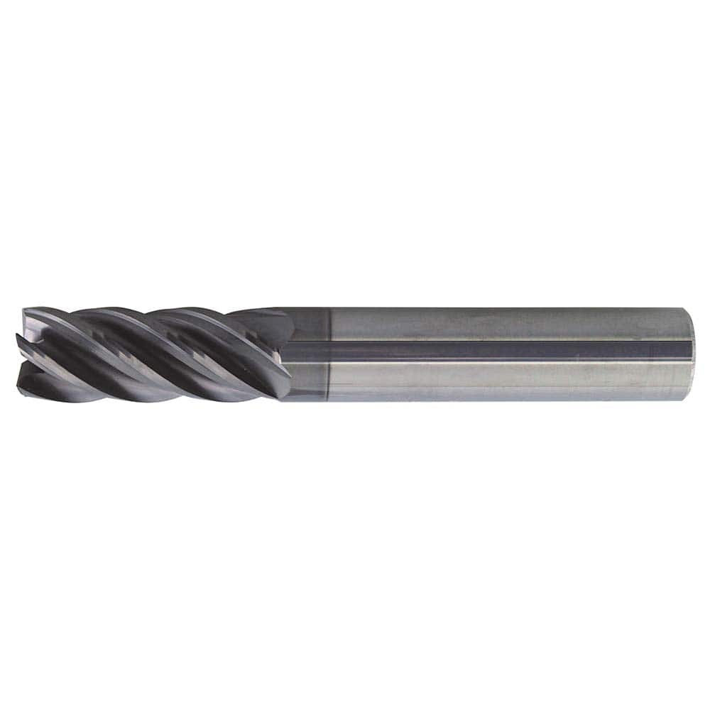 Square End Mill: 1/2'' Dia, 2'' LOC, 1/2'' Shank Dia, 4'' OAL, 5 Flutes, Solid Carbide Single End, PowerLayer Finish, Spiral Flute, 38 ° Helix, Centercutting, RH Cut, RH Flute, Series US556