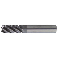 Square End Mill: 1/2'' Dia, 2'' LOC, 1/2'' Shank Dia, 4'' OAL, 5 Flutes, Solid Carbide Single End, PowerLayer Finish, Spiral Flute, 38 ° Helix, Centercutting, RH Cut, RH Flute, Series US556