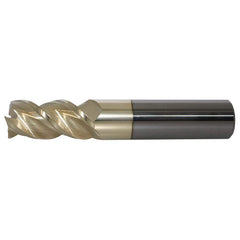 Corner Radius End Mill Head: 3/4″ Dia, 2-1/4″ LOC, 3 Flutes Solid Carbide, ZrN Coated, Series US362