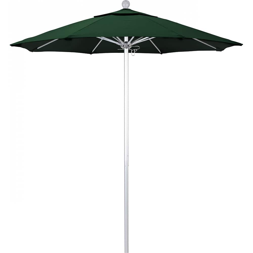 California Umbrella - Patio Umbrellas; Umbrella Diameter (Inch): 90 ; Height (Feet): 8.000 ; Fabric Color: Hunter Green ; Base Included: No ; Frame Material: Aluminum ; Frame Color: Silver - Exact Industrial Supply