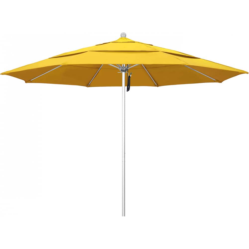 California Umbrella - Patio Umbrellas; Umbrella Diameter (Inch): 132 ; Height (Feet): 8.916 ; Fabric Color: Lemon ; Base Included: No ; Frame Material: Aluminum ; Frame Color: Silver - Exact Industrial Supply