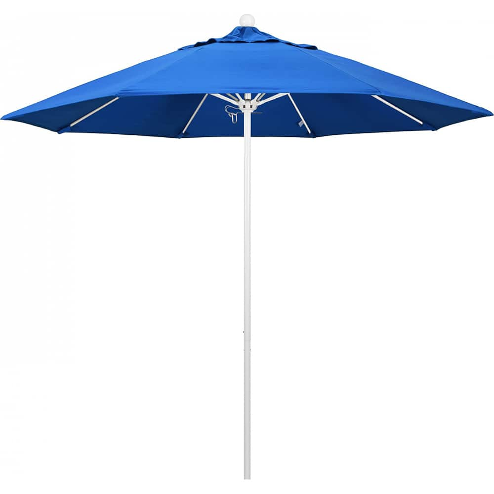 California Umbrella - Patio Umbrellas; Umbrella Diameter (Inch): 108 ; Height (Feet): 8.583 ; Fabric Color: Royal Blue ; Base Included: No ; Frame Material: Aluminum ; Frame Color: White - Exact Industrial Supply