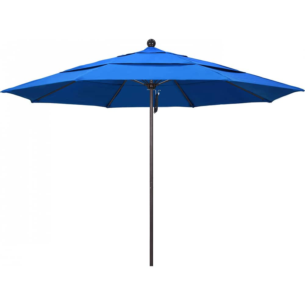 California Umbrella - Patio Umbrellas; Umbrella Diameter (Inch): 132 ; Height (Feet): 8.916 ; Fabric Color: Red ; Base Included: No ; Frame Material: Aluminum ; Frame Color: Bronze - Exact Industrial Supply