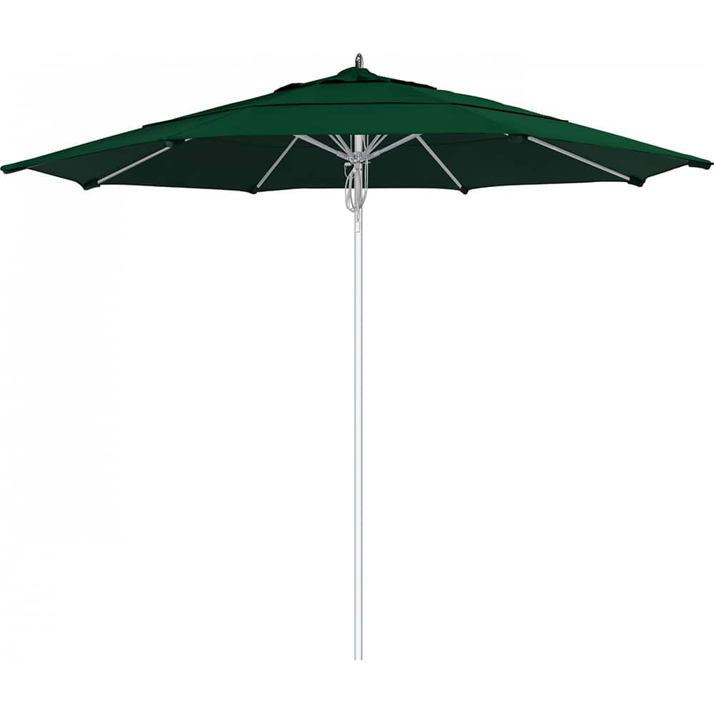 California Umbrella - Patio Umbrellas; Umbrella Diameter (Inch): 132 ; Height (Feet): 8.666 ; Fabric Color: Forest Green ; Base Included: No ; Frame Material: Aluminum ; Frame Color: Silver - Exact Industrial Supply