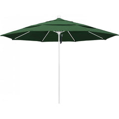 California Umbrella - Patio Umbrellas; Umbrella Diameter (Inch): 132 ; Height (Feet): 8.916 ; Fabric Color: Hunter Green ; Base Included: No ; Frame Material: Aluminum ; Frame Color: White - Exact Industrial Supply