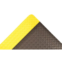 Anti-Fatigue Mat:  144.0000″ Length,  36.0000″ Wide,  9/16″ Thick,  Nitrile Rubber,  Beveled Edge,  Heavy Duty Diamond Plates,  Black & Yellow,  Dry