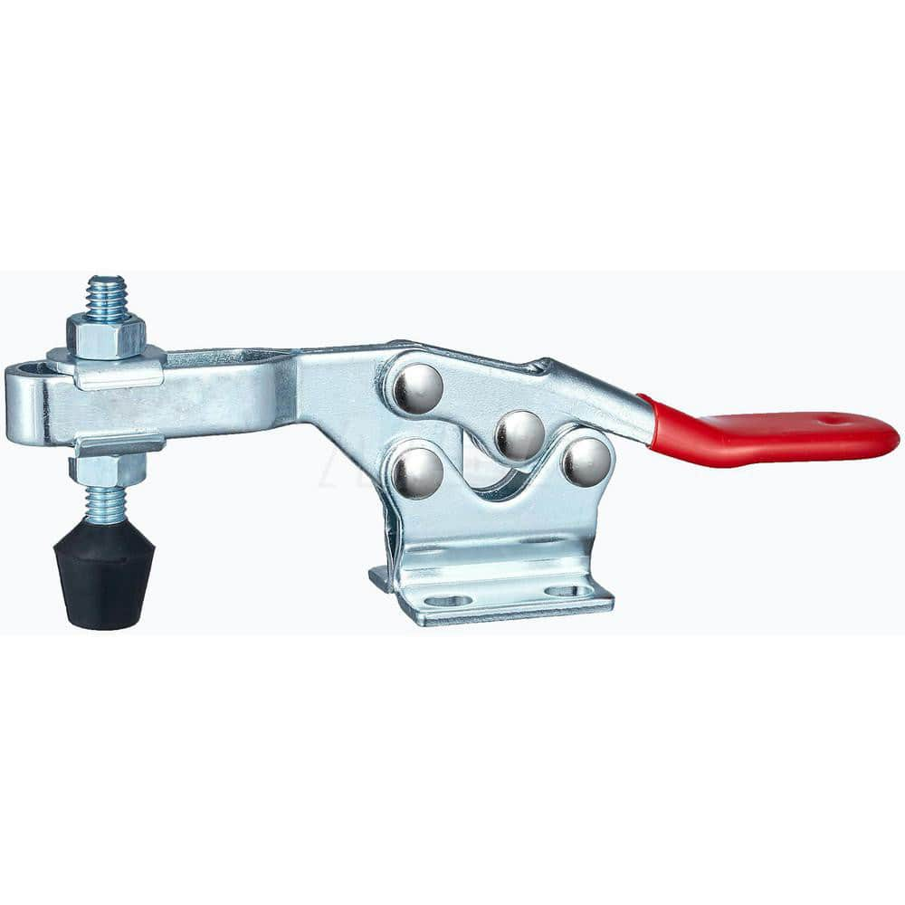 Manual Hold-Down Toggle Clamp: Horizontal, 500 lb Capacity, U-Bar, Flanged Base 65 ° Handle Movement, 90 ° Bar Opening, Steel