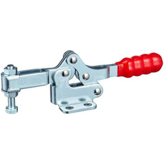 Manual Hold-Down Toggle Clamp: Horizontal, 165 lb Capacity, U-Bar, Flanged Base 76 ° Handle Movement, 94 ° Bar Opening, Steel