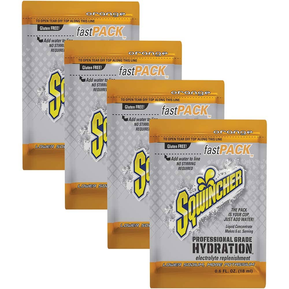 Sqwincher - 4 Boxes of (50), 0.6 oz Pack of Orange Activity Drink - Makers Industrial Supply