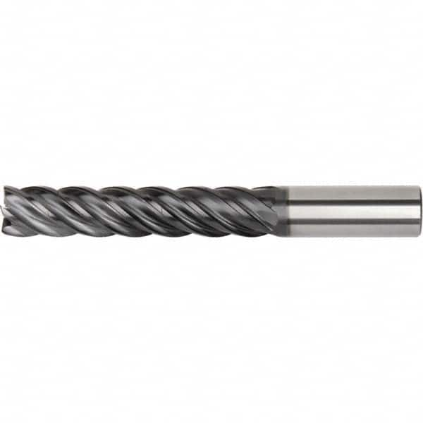 Corner Radius End Mill: 1/2″ Dia, 2-1/2″ LOC, 0.03″ Radius, 5 Flutes, Solid Carbide 5″ OAL, 1/2″ Shank Dia, 40 ° Helix, AlTiN Coated, Corner Radius End, Series KOR5