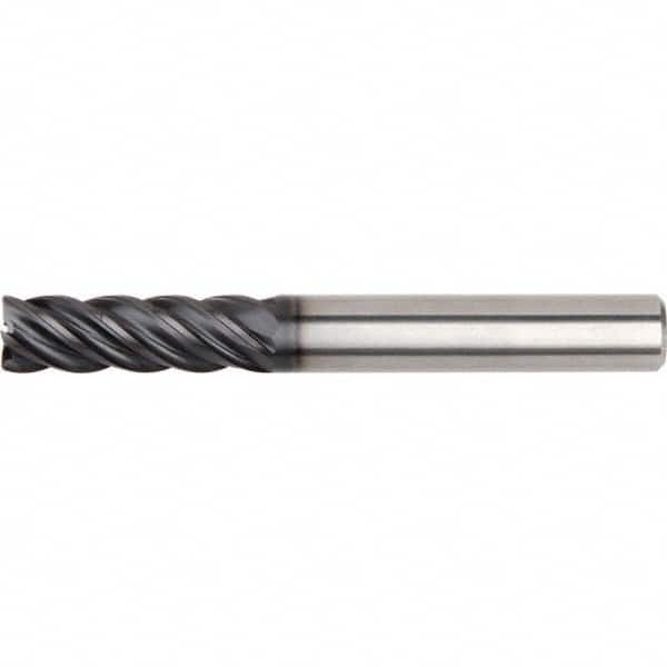 Corner Radius End Mill: 0.315″ Dia, 5 Flutes, Solid Carbide 40 ° Helix, AlTiN Coated, Corner Radius End, Series KOR5