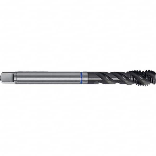 Spiral Flute Tap: M16 x 1.50, Metric Fine, 4 Flute, Semi-Bottoming, 6HX Class of Fit, PM-HSS-E, TiAlN Finish Right Hand Flute, Right Hand Thread, D5 & D6, Series 4635