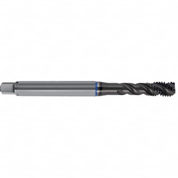 Spiral Flute Tap: M3 x 0.50, Metric, 3 Flute, Semi-Bottoming, 6HX Class of Fit, PM-HSS-E, TiAlN Finish Right Hand Flute, Right Hand Thread, D3 & D4, Series 4634