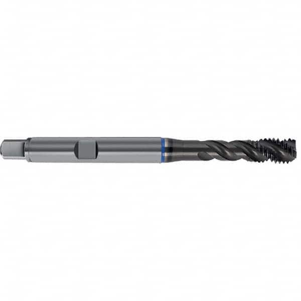 Spiral Flute Tap: M16 x 2.00, Metric, 4 Flute, Semi-Bottoming, 6HX Class of Fit, PM-HSS-E, TiAlN Finish Right Hand Flute, Right Hand Thread, D7 & D8, Series 4650