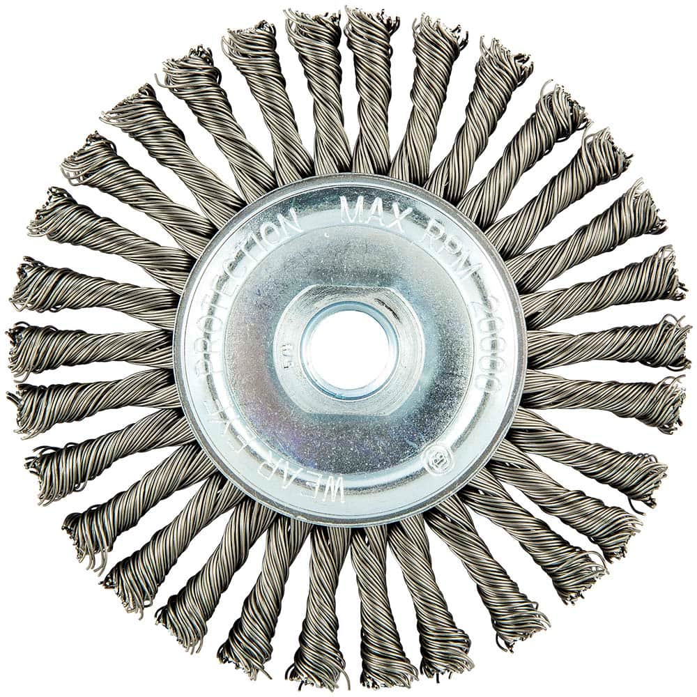 Norton - 4-1/2" OD, 5/8-11 Arbor Hole, Stringer Bead Carbon Wheel Brush - Makers Industrial Supply