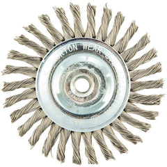 Norton - 4" OD, M10 Arbor Hole, Stringer Bead Twist Knot Stainless Steel Wheel Brush - Makers Industrial Supply