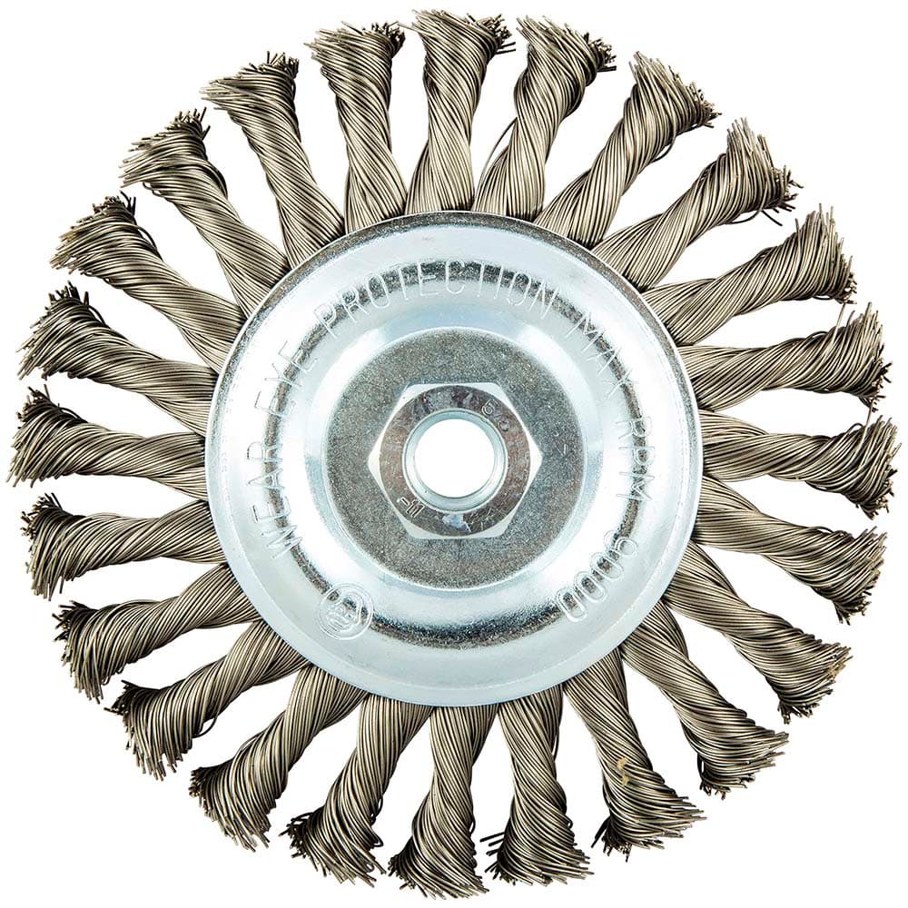 Norton - 6" OD, 5/8-11 Arbor Hole, Knotted Stainless Steel Wheel Brush - Makers Industrial Supply