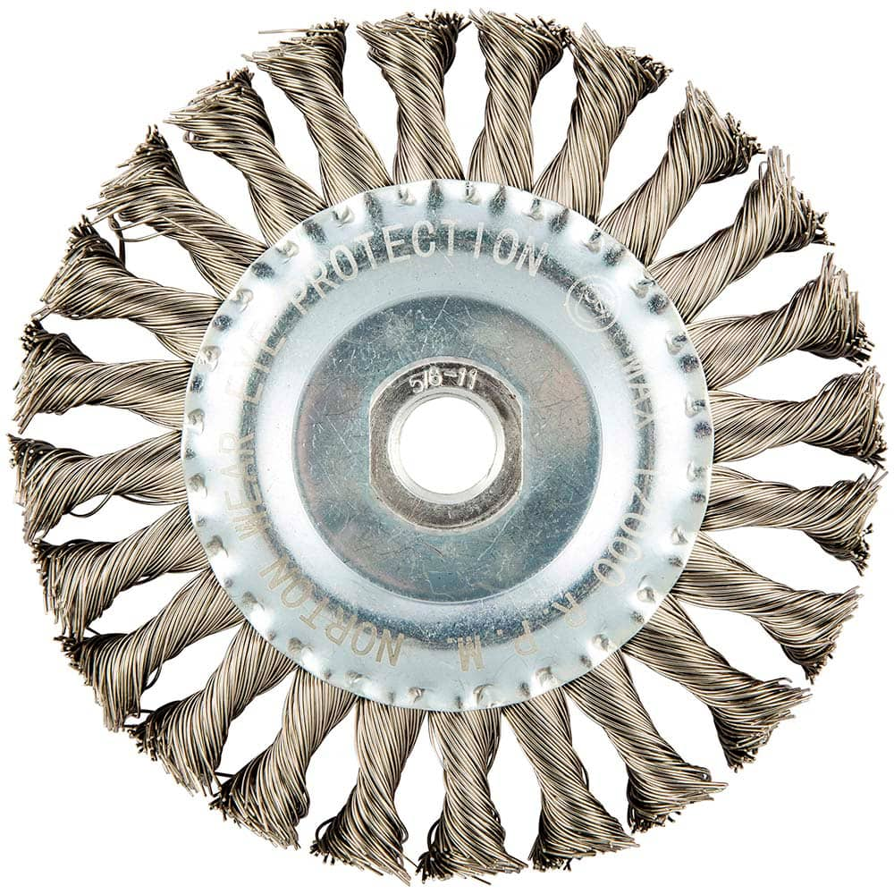 Norton - 5" OD, 5/8-11 Arbor Hole, Stringer Bead Stainless Steel Wheel Brush - Makers Industrial Supply