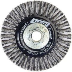 Norton - 4" OD, 5/8-11 Arbor Hole, Stringer Bead Twist Knot Carbon Wheel Brush - Makers Industrial Supply