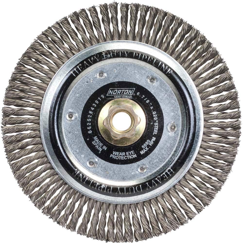 Norton - 6-7/8" OD, 5/8-11 Arbor Hole, Stringer Bead Carbon Wheel Brush - Makers Industrial Supply