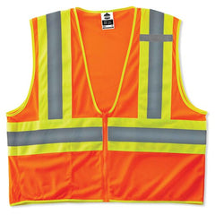 8229Z S/M Orange Econ 2-Tone Vest Type R Class 2 - Makers Industrial Supply