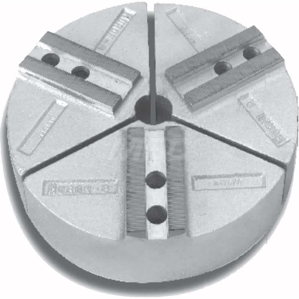 Huron Machine Products - Soft Lathe Chuck Jaws; Jaw Type: Round ; Material: 6160 Aluminum ; Jaw Interface Type: 1.5mm x 60? Serrated ; Maximum Compatible Chuck Diameter (Inch): 6 ; Minimum Compatible Chuck Diameter (Inch): 1 ; Overall Height (Inch): 2 - Exact Industrial Supply