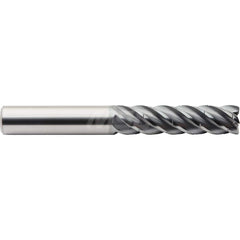 Square End Mill: 1/4'' Dia, 1-1/4'' LOC, 1/4'' Shank Dia, 3'' OAL, 5 Flutes, Solid Carbide Single End, ALtima Blaze Finish, Helical Flute, 40 ° Helix, Centercutting, RH Cut, RH Flute